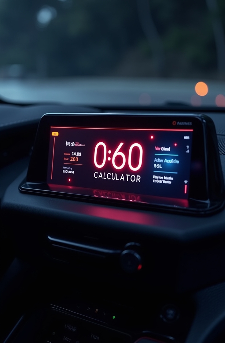 car 0-60 calculator in-dash display