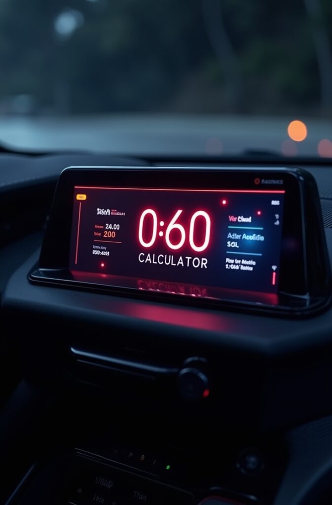 car 0-60 calculator in-dash display