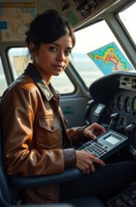 pilot using crosswind calculator in cockpit
