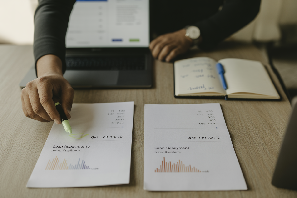 Comparison of loan repayment schedules using a loan calculator for different term lengths
