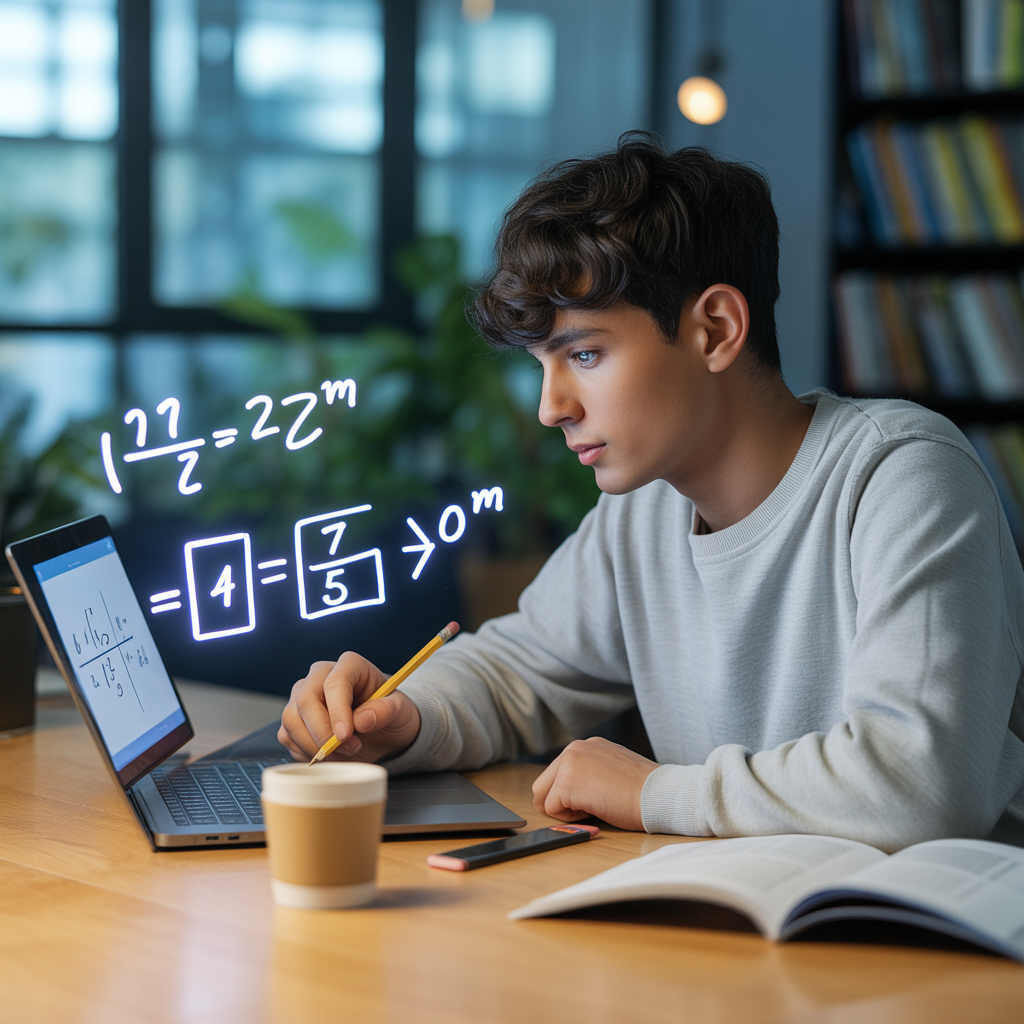 Illustration showing how a math solver online processes an algebra equation step by step