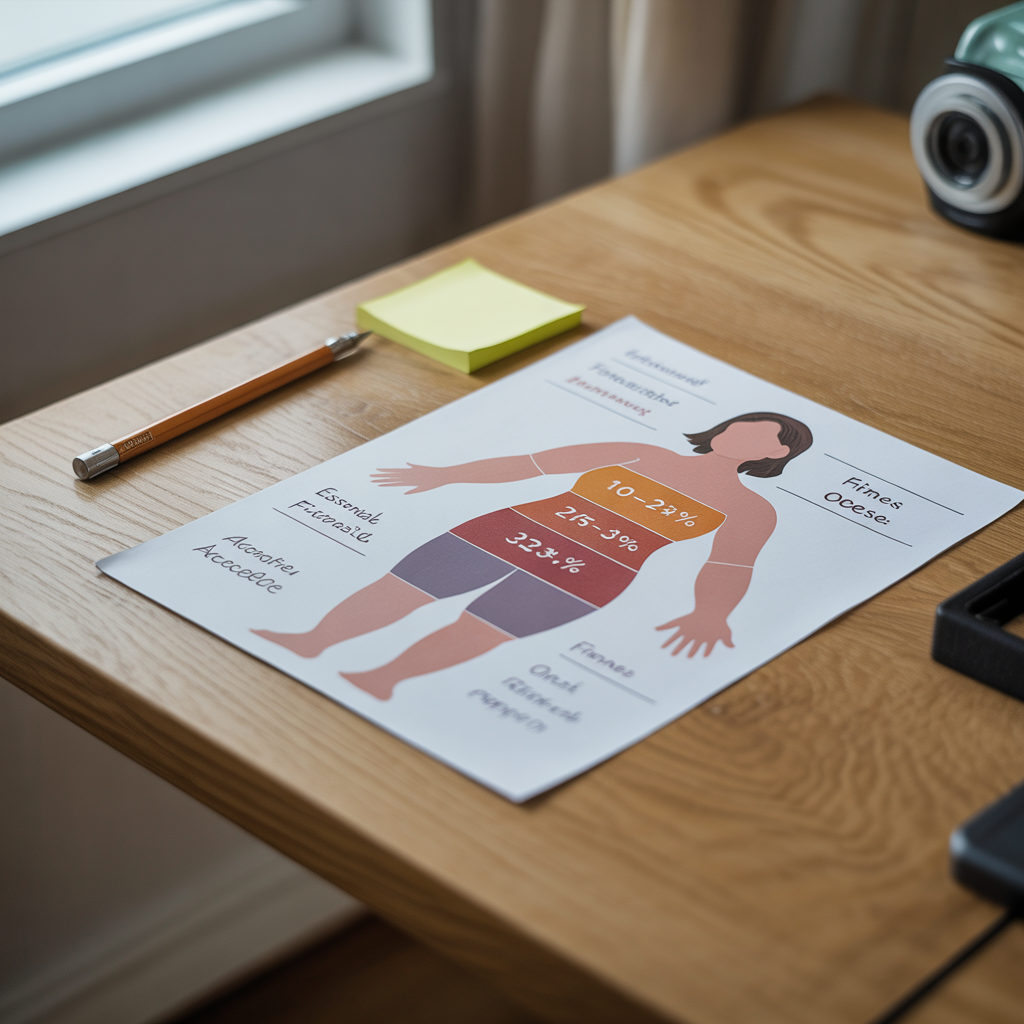 Diagram showing female body fat percentage distribution across different health categories