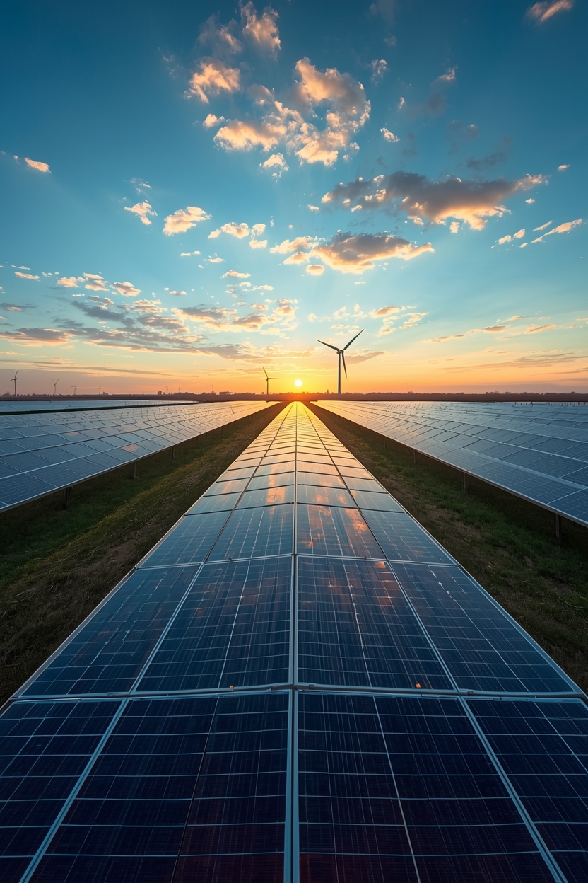 Renewable energy solar panels representing sustainable finance investment in green projects