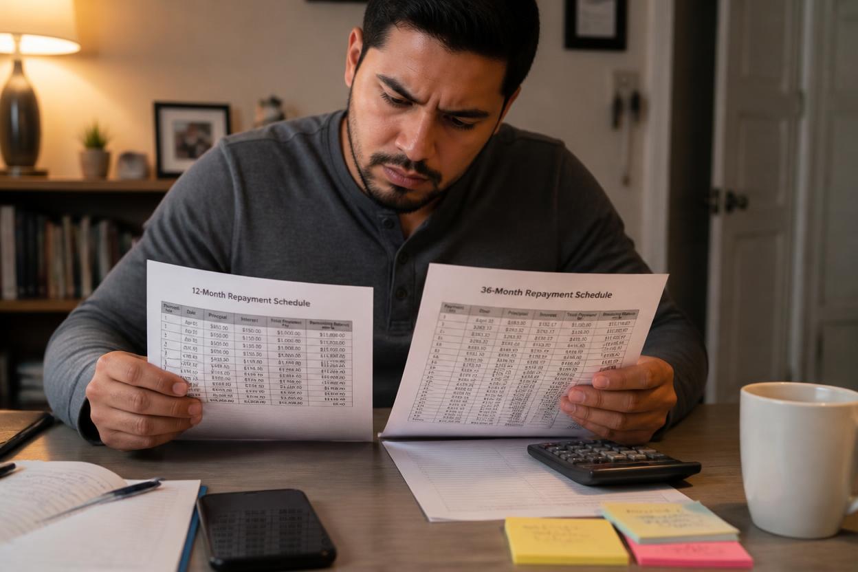 Personal loans for bad credit — comparison of repayment schedules with different term lengths and costs