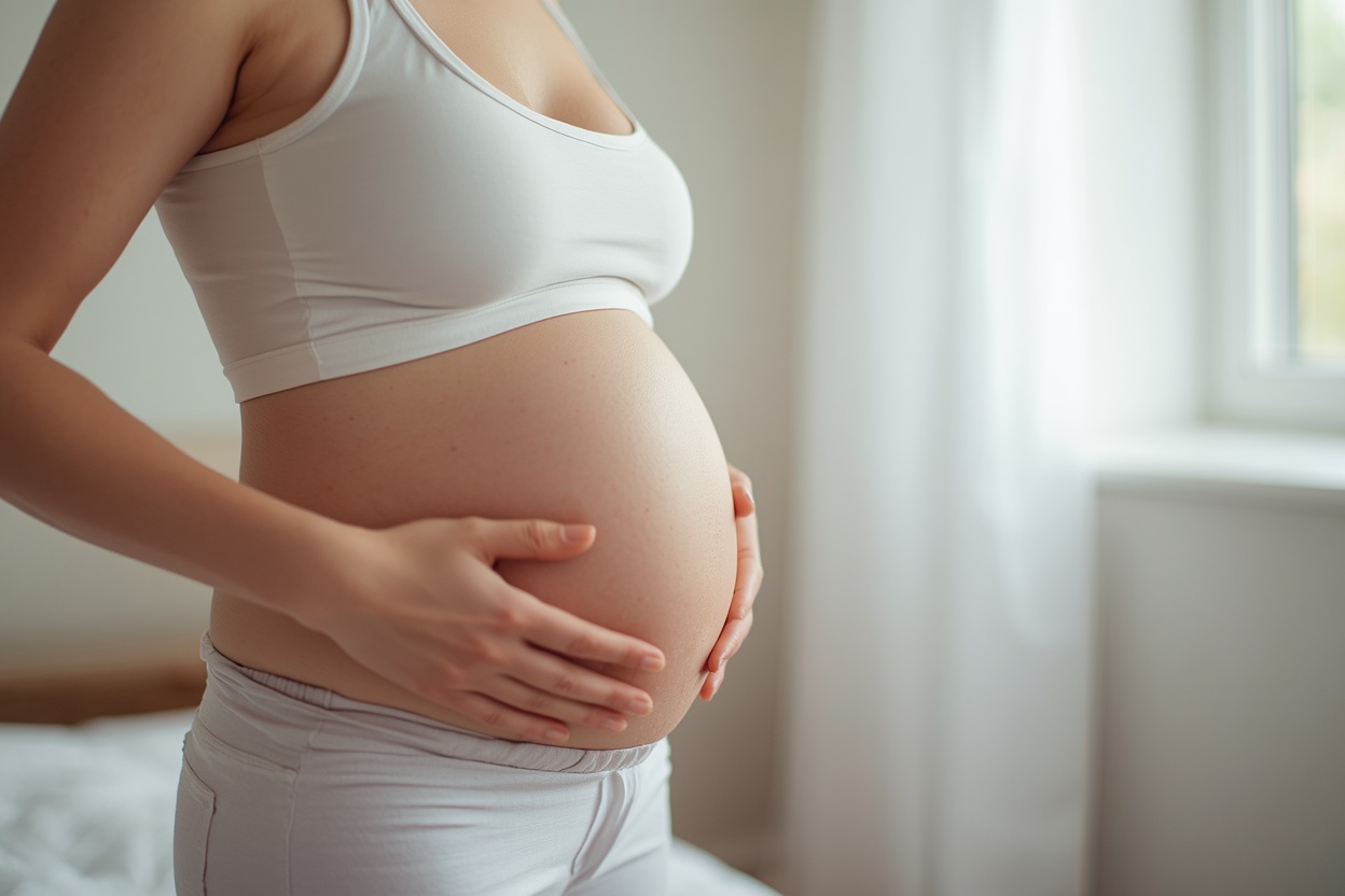 15 weeks pregnant belly showing early baby bump development