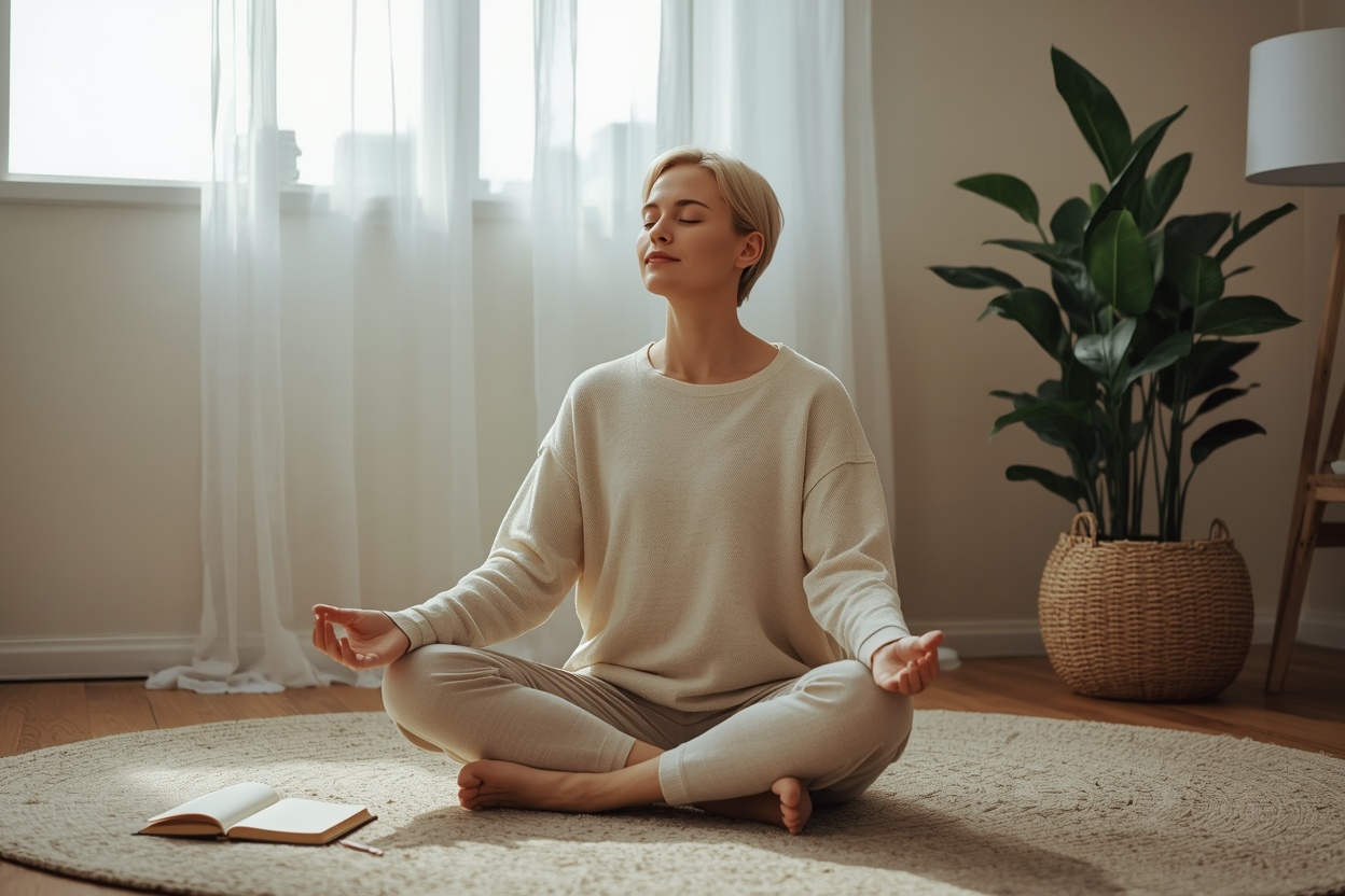 adults mental health issues self-care and recovery routine in a calm environment