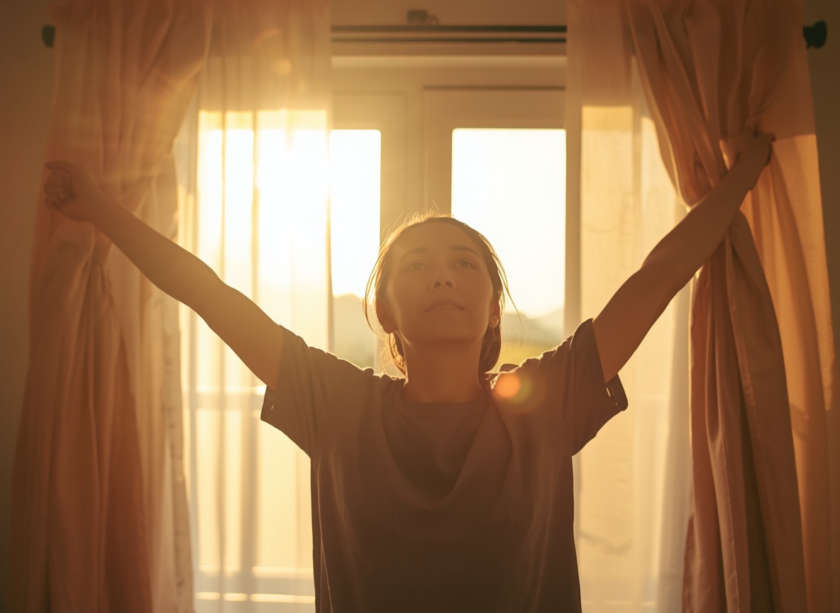 why we forget our dreams: person waking up to morning sunlight