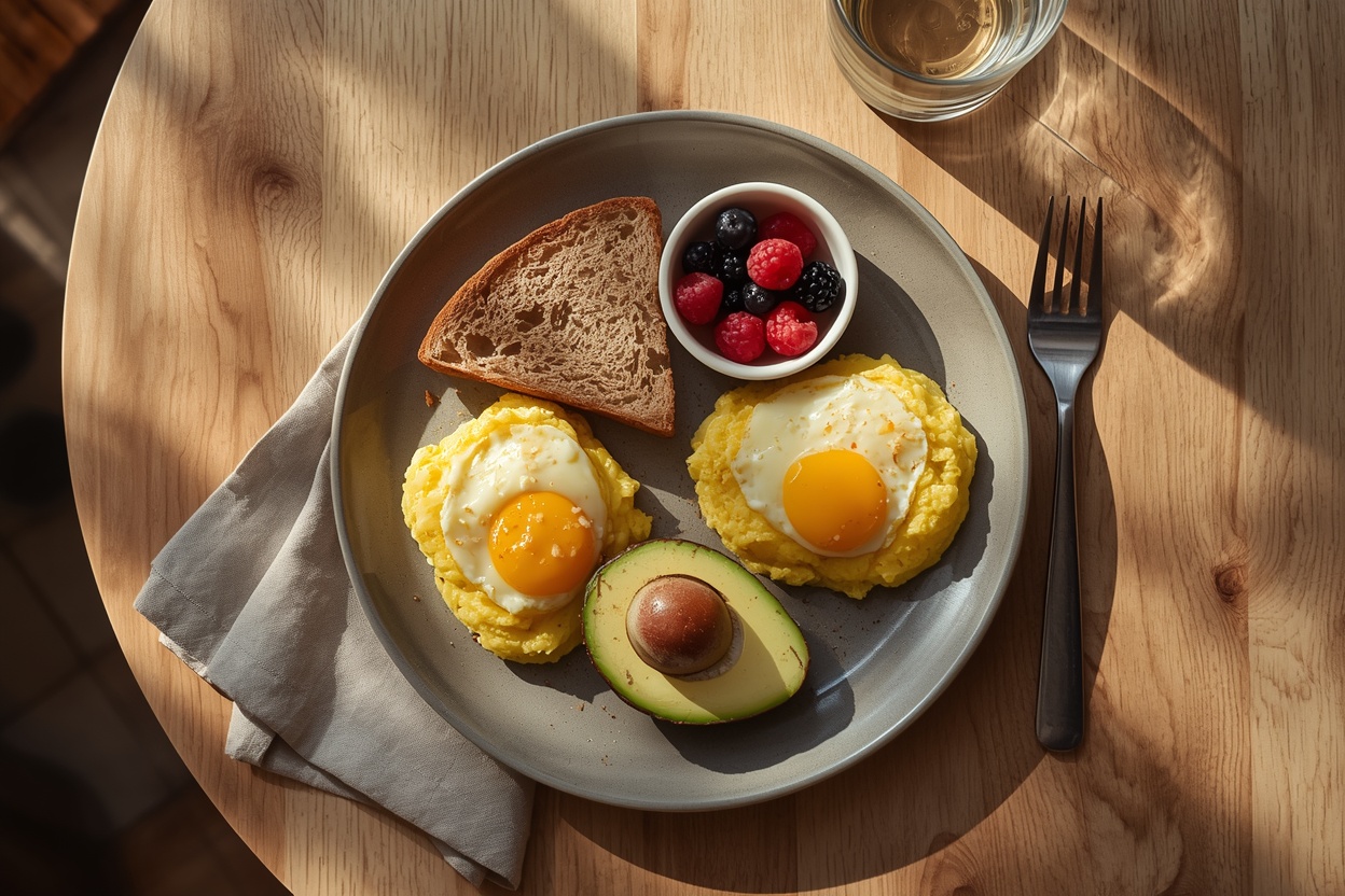 protein-rich breakfast plate that helps with why am i hungry all the time afternoon cravings