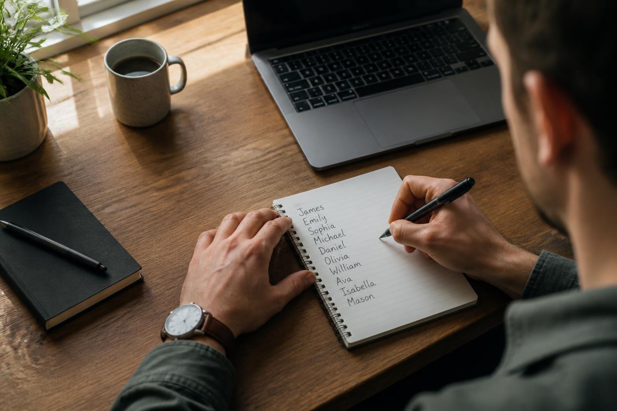 Person writing names in a notebook after a meeting — a proven technique for overcoming why you forget names easily