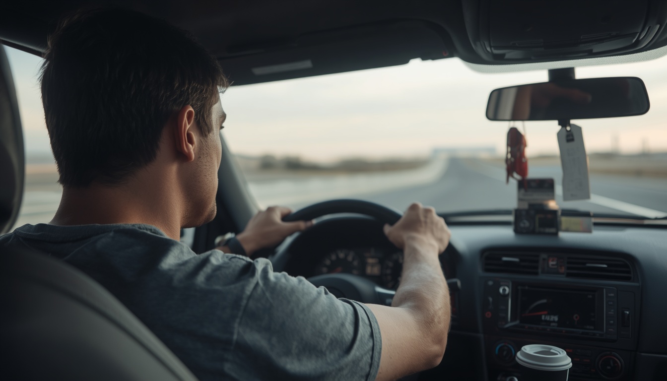 0-60 calculator: driver bracing for a hard launch on an empty test track