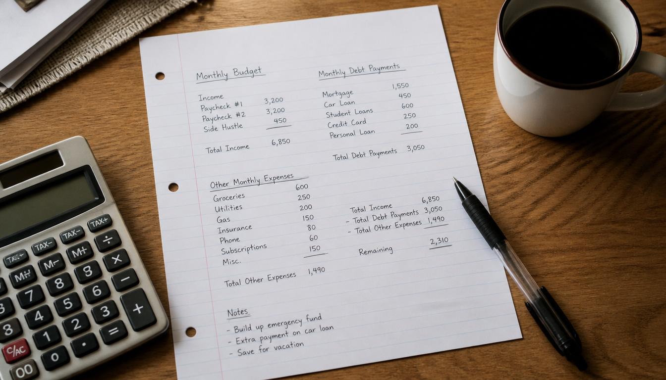 how much house can i afford: debt to income ratio worksheet for home budgeting