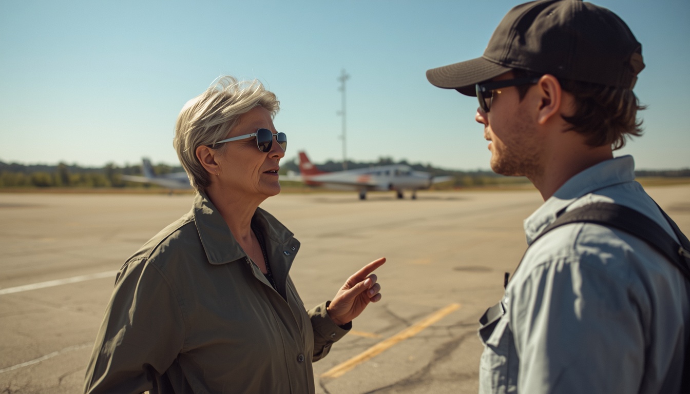 crosswind calculator: flight instructor briefing student pilot on wind conditions