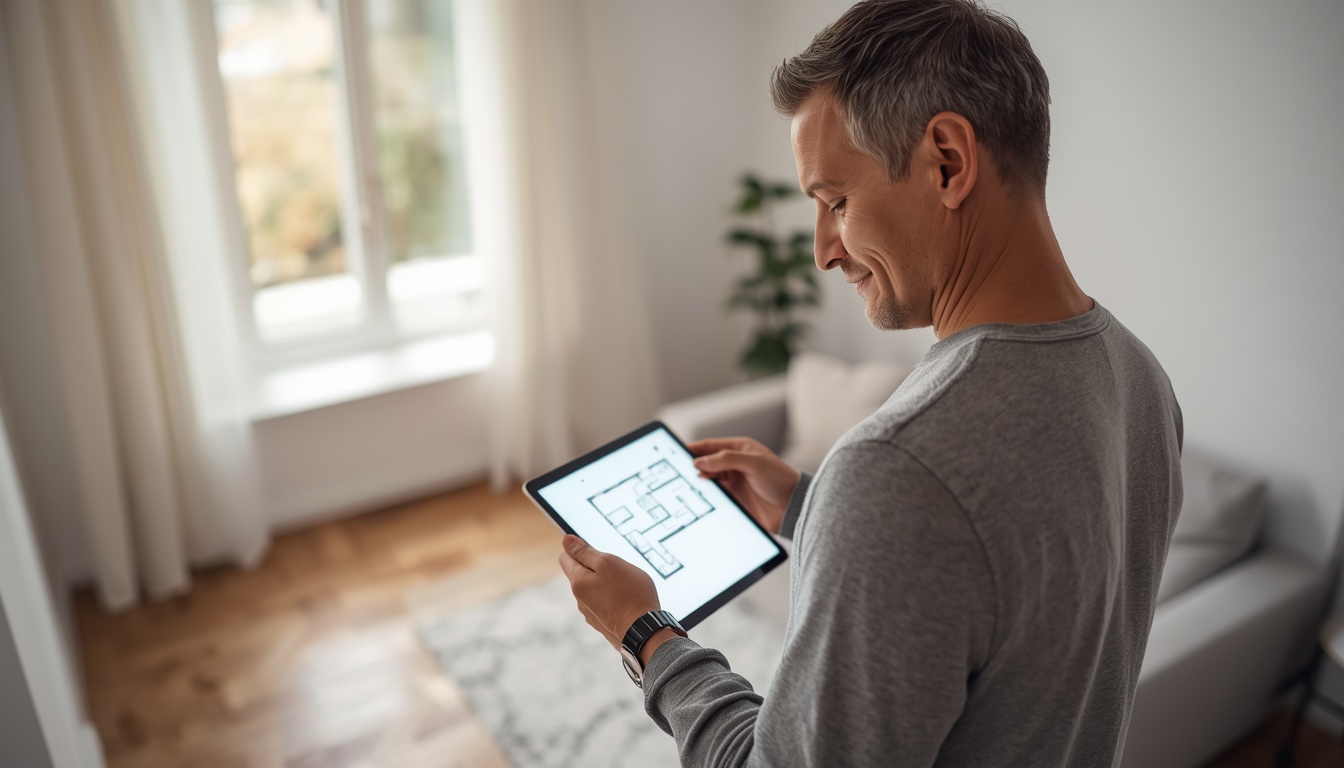 how do you figure out square footage — homeowner reviewing finished room measurements