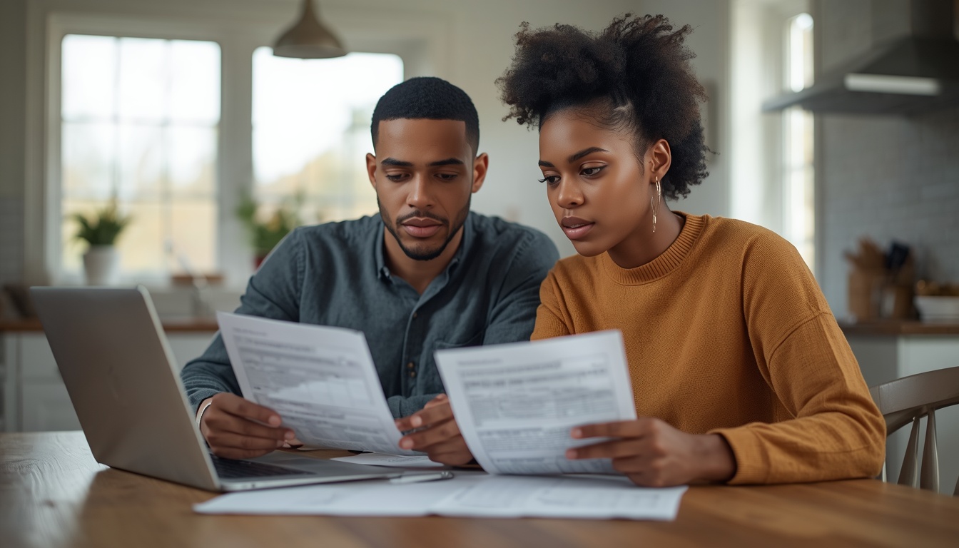 how much house can i afford: couple reviewing home budget at kitchen table