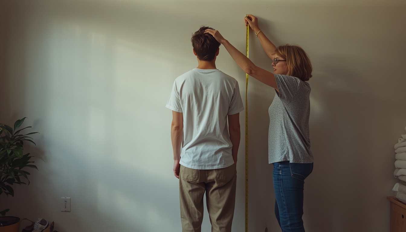 figure out your bmi: measuring height against a wall before calculating