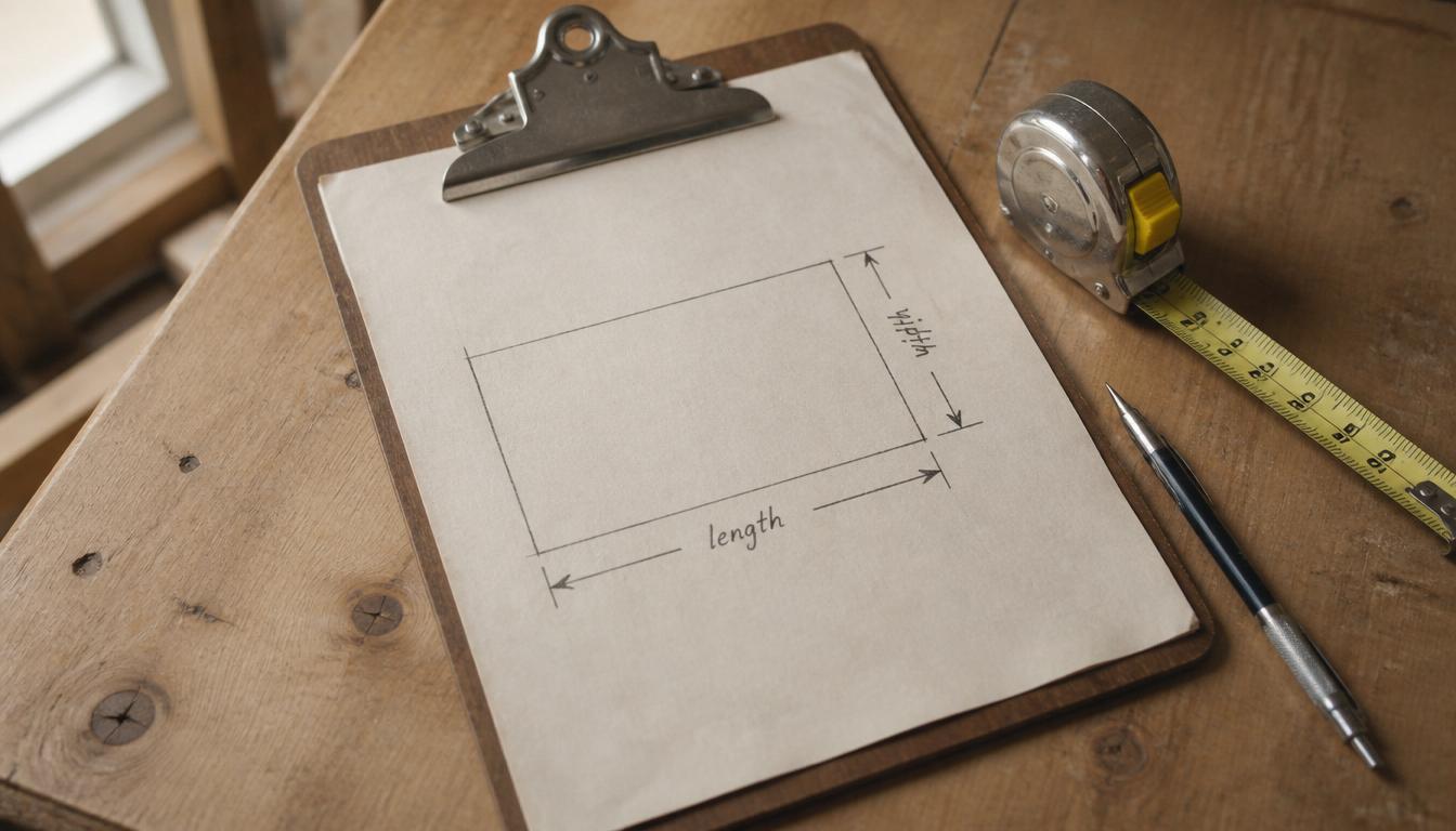 how do you measure the perimeter of a rectangle: tape measure stretched along a wooden deck edge