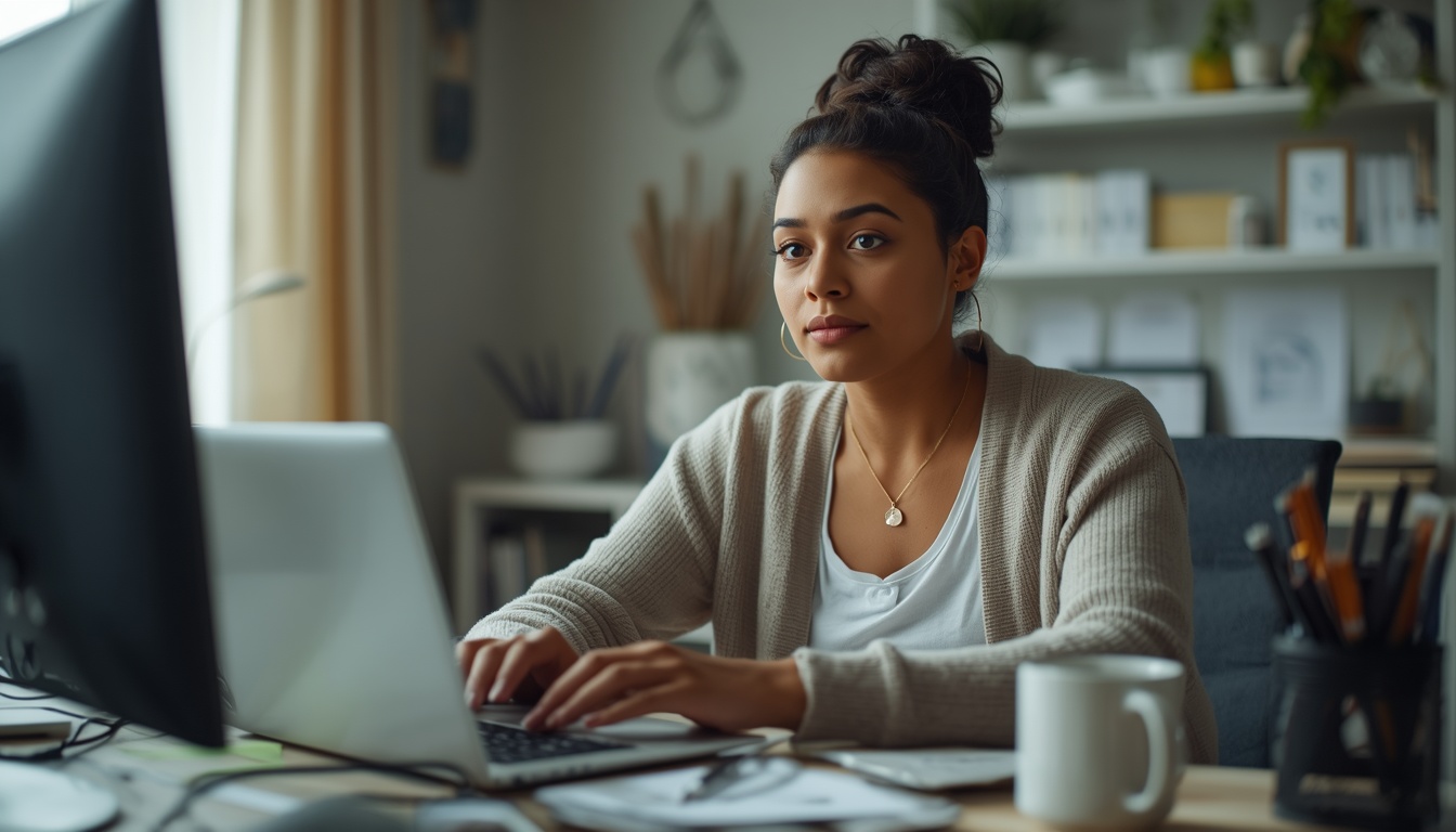 how to calculate percent change — person working out the formula on a laptop at a home desk