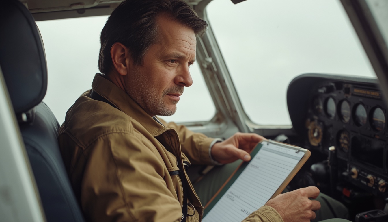 crosswind calculator: pilot checking wind report before flight
