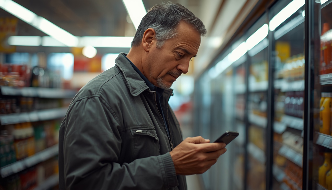 how to calculate percent change — shopper checking a price change on a store shelf
