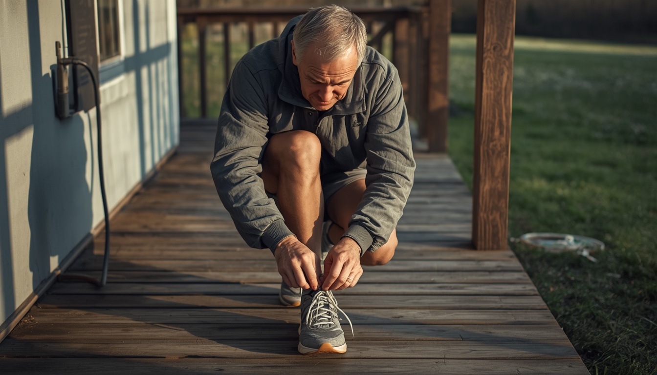 how to calculate BMI: tying running shoes before a morning workout