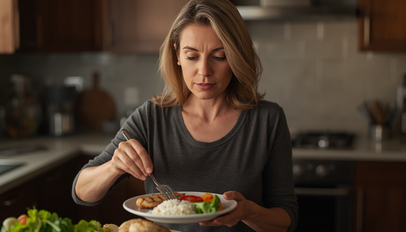 TDEE vs BMR — woman preparing a balanced meal after calculating daily calorie needs