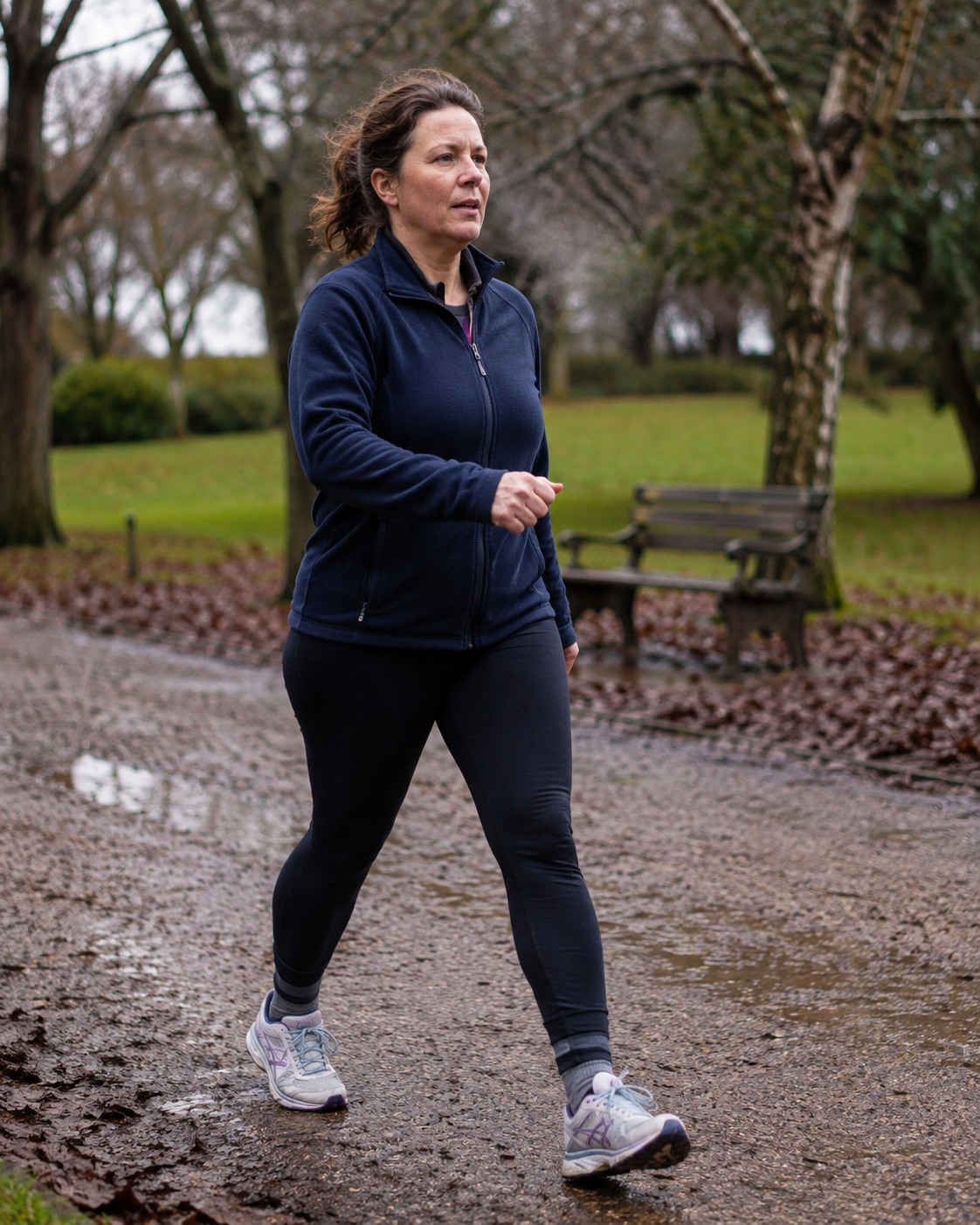 what is my body fat percentage uk — woman walking outdoors as part of a healthy routine
