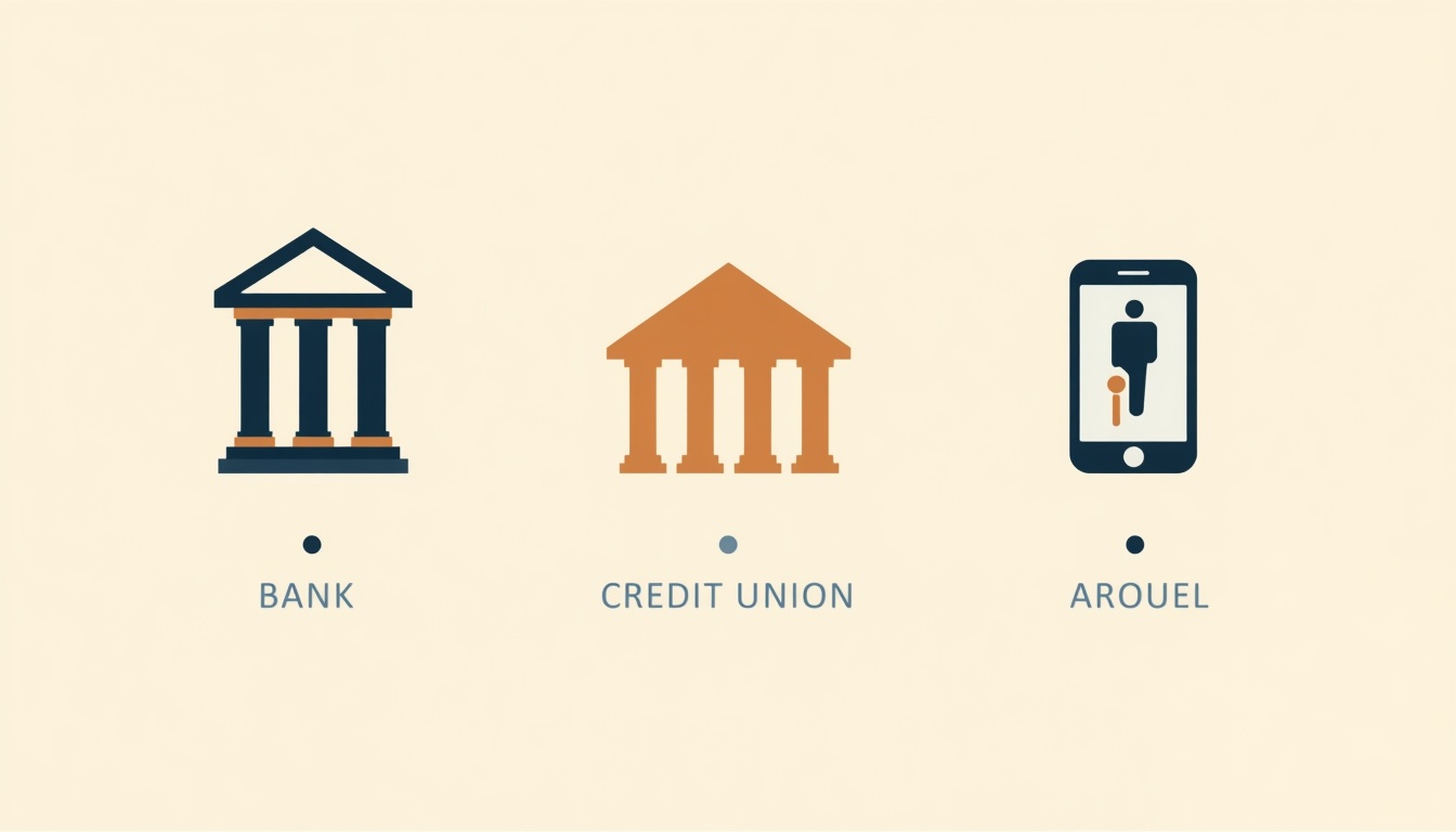 first time borrower: comparison chart of credit union, online lender, and secured loan options