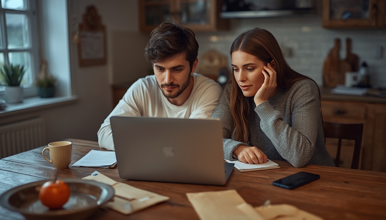 bank of america car payment calculator — couple reviewing a monthly payment estimate at a kitchen table
