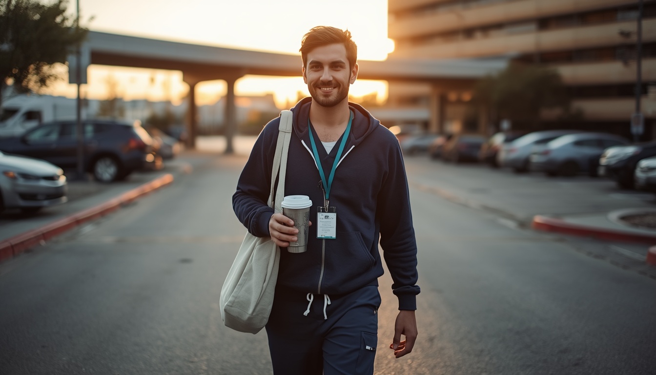how to calculate overtime pay — nurse walking out after a long shift in early morning light