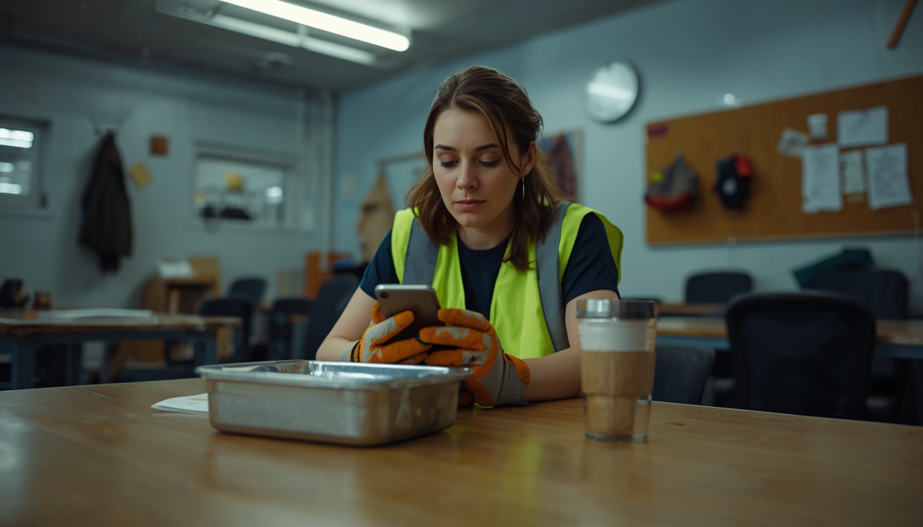 how to calculate overtime pay — warehouse worker checking time and a half pay on a phone during a break